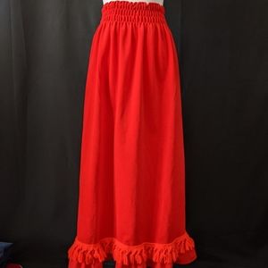 Sale! Vintage bright red flare midi skirt